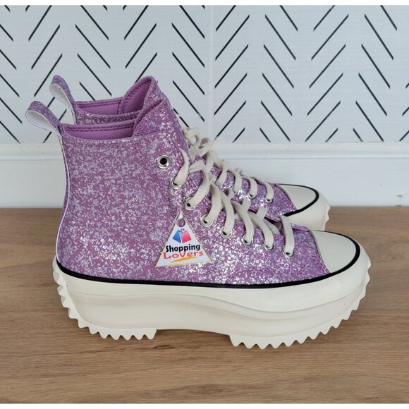 ⭐Converse Run Star Hike Hi Platform 5.5 Men Shoes Sneaker Purple Glitter A10096C - Picture 1 of 10